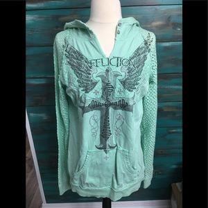 AFFLICTION HOODIE Blue XL